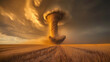 © Andres Mejia - Large tornado is swirling across a field at sunset