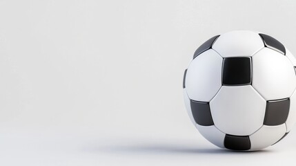 Canvas Print - A soccer ball with black and white stripes on a plain background, AI