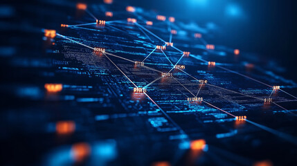 Poster - Abstract background showing connections and data transfer on a network