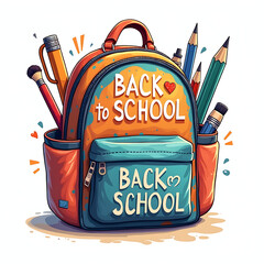 Colorful backpack of Back to School Illustration