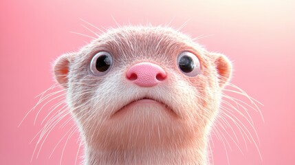 Poster - A close up of a small animal with pink nose and ears, AI