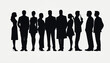 © picpics - Silhouettes noires personnes affaires business fond blanc.