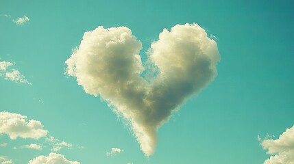 Wall Mural - a heart-shaped cloud floats against a blue sky, surrounded by white clouds