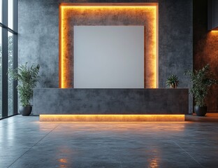 Poster - Modern Reception Desk with Warm Lighting