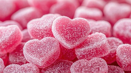 Sticker -   A towering mountain of pink heart-shaped candies