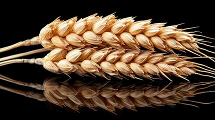 Sticker -  Wheat stalks on black background with reflection