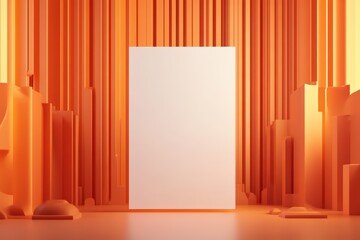Wall Mural - a vibrant orange background with a blank canvas, perfect for showcasing art or design ideas in a mod