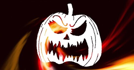 Sticker - Animation of pumpkin icon over red shapes