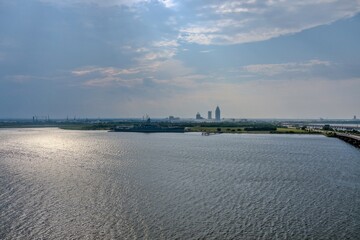 Wall Mural - Mobile Bay and the battleship in August