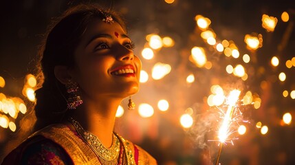 Dazzling Diwali Festivities: Colorful Fireworks Illuminating the Night Sky in India