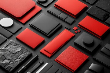 Red and Black Branding Mockup