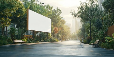 Canvas Print - Blank Billboard In An Urban Greenery