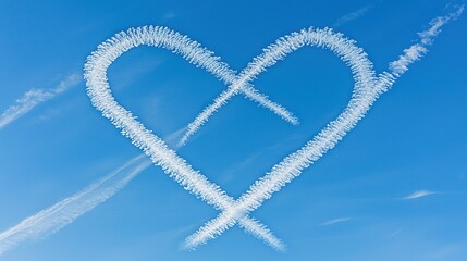 Poster -   A heart-shaped contrail in the sky with a cross-shaped contrail in its center