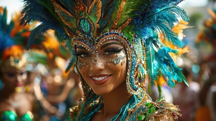 Colorful Vibrancy at Rio Carnival Parade - A Festive Celebration of Culture and Dance