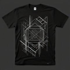 Wall Mural - A simple T-shirt design with elegant featuring clean sharp geometric shapes and lines with a monochromatic.