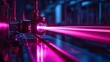 © Teerapat - Industrial Laser Beam Cutting Machine with Pink Light