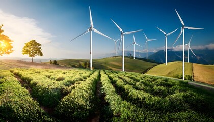 Wind turbines in the field