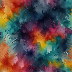 Wall Mural - An abstract watercolor effect T-shirt design with fluid blended  dynamic and organic colors and composition.