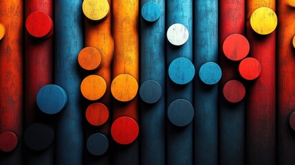 Poster - Abstract Colorful Cylinders with Circles