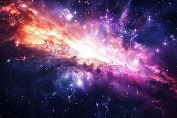 Wall Mural - Vibrant and Colorful Spiral Galaxy with Stars in Deep Space