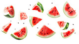 Watermelon slices falling 