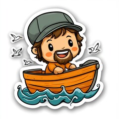 Cartoon Fisherman in a