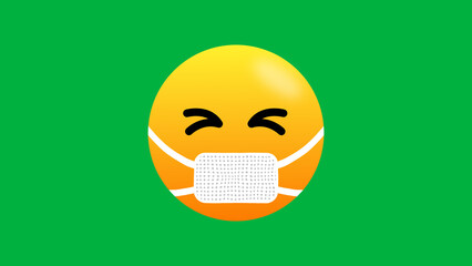 sneezing expression emoji isolated on green screen