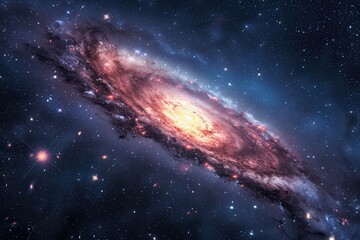 Wall Mural - Spiral galaxy in deep space with stars, dust, and glowing center