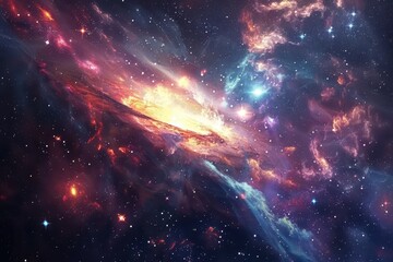 Wall Mural - Colorful Glowing Nebula and Stars in Deep Space
