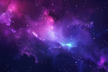 Wall Mural - Vibrant Purple and Blue Nebula with Stars in Deep Space