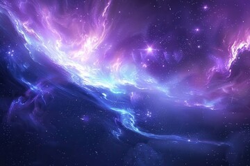 Wall Mural - Glowing Purple and Blue Nebula with Stars