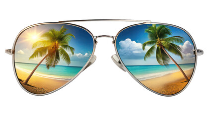 sunglasses with the beach reflection isolated png