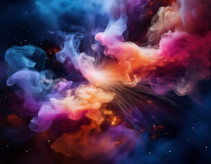 colorful clouds of smoke in space. abstract background.