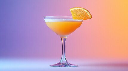 Sticker -  A drink in a glass with an orange slice on the rim