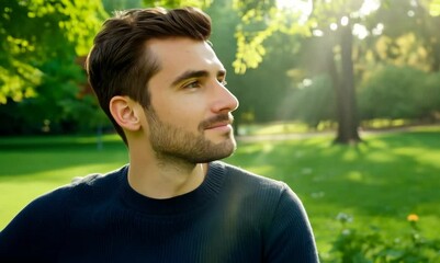 Wall Mural - British Man Enjoying Peaceful Moment in Serene Park