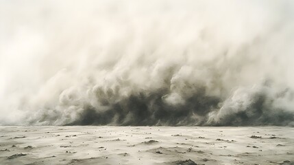 Dramatic Dust Storm Swirling in a Monochromatic Landscape