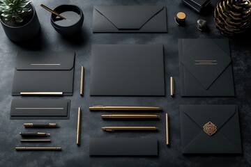 Canvas Print - Black and Gold Stationery Mockup