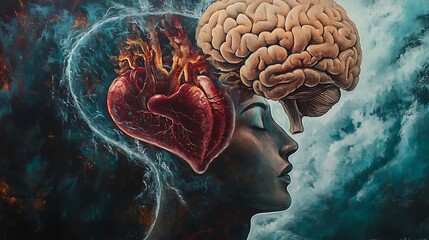 A Profile Portrait of a Person with a Heart and Brain