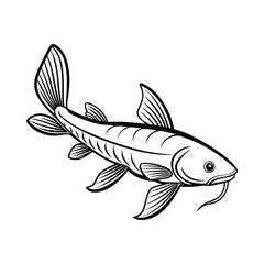 black and white sea fish silhouette on white background, Vector illustration, fish, icon, svg, characters, trendy Vector illustration