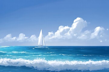 Sticker - sailing boat on the sea