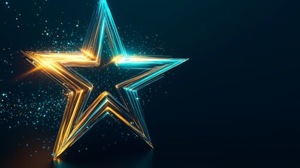 high-tech glowing sparkling star with lights, innovation and technological achievement. qualities of