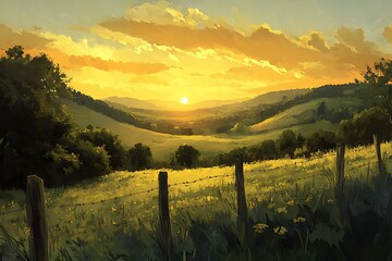 Wall Mural - sunset in the mountains