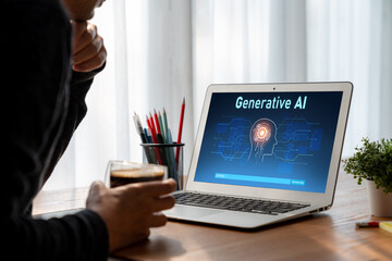 Wall Mural - Generative AI virtual assistant tools for prompt engineer and user for ease of engage artificial intelligence AI technology help people to work with generative AI functions by prompting the AI snugly