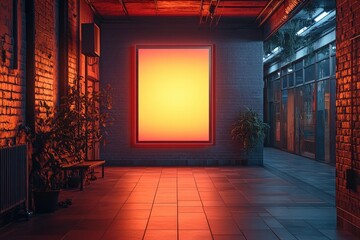 Canvas Print - Neon Light in a Brick Alley