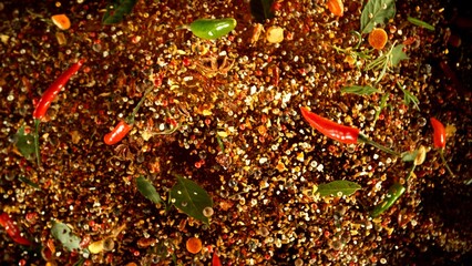 Poster - Freeze motion of exploding spice into the air.