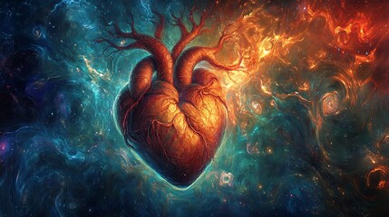 Poster - A Cosmic Heart in a Swirling Nebula