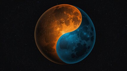 Poster - moon illustrated as a ying yang symbol