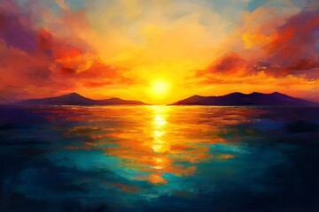 Canvas Print - sunset in the sea