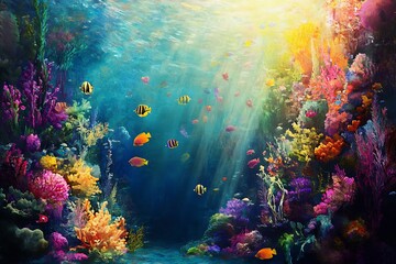 Canvas Print - coral reef in aquarium