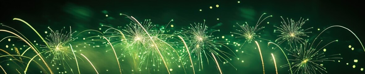 green fireworks abstract banner concept